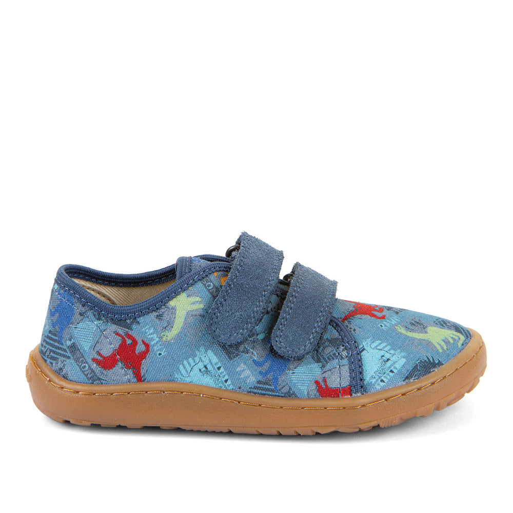 Barefoot Canvas Sneakers in Dark Denim with Dinosaur Print