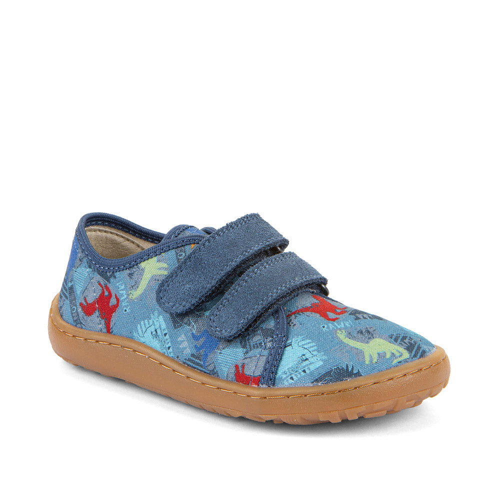 Barefoot Canvas Sneakers in Dark Denim with Dinosaur Print