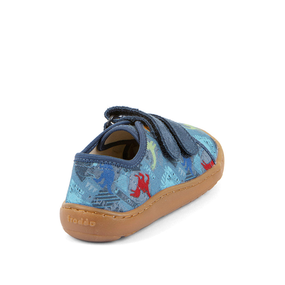 Barefoot Canvas Sneakers in Dark Denim with Dinosaur Print