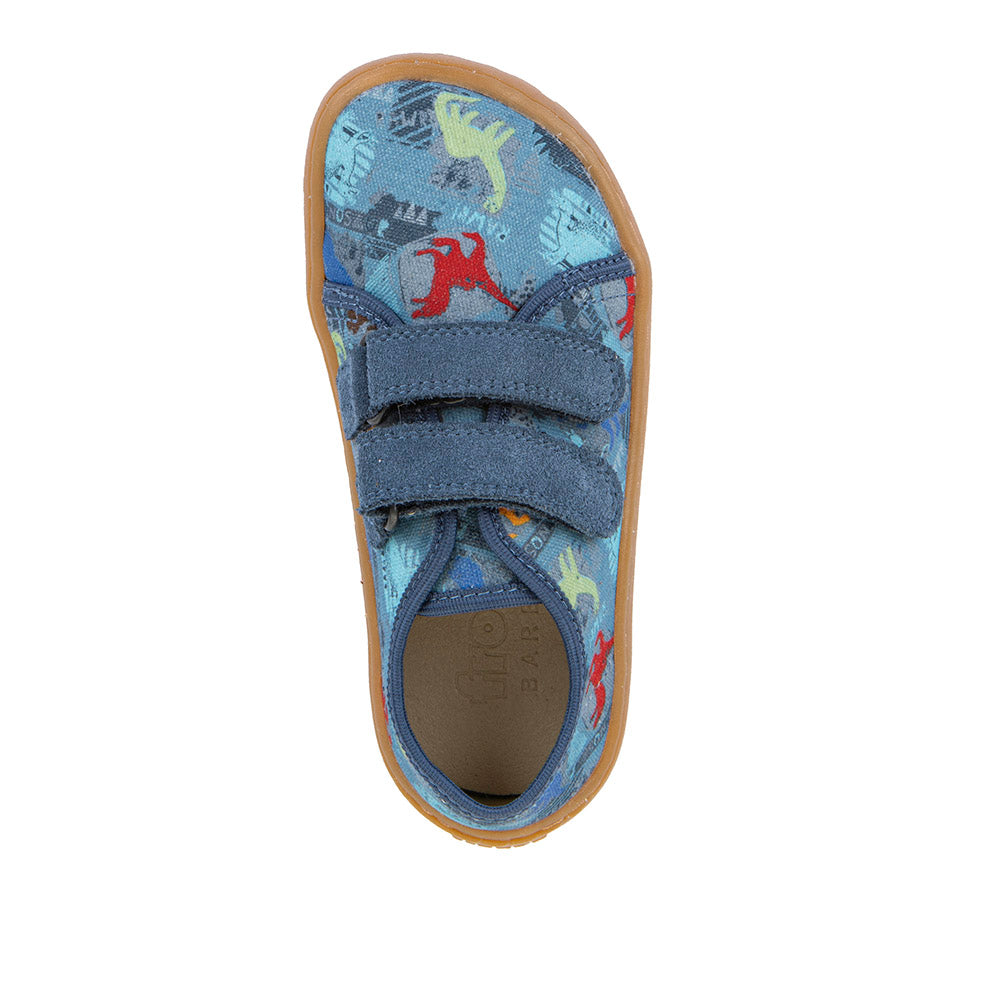 Barefoot Canvas Sneakers in Dark Denim with Dinosaur Print