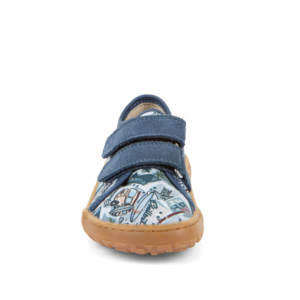 Barefoot Canvas Sneakers in Light Blue with Surfing Adventure Print
