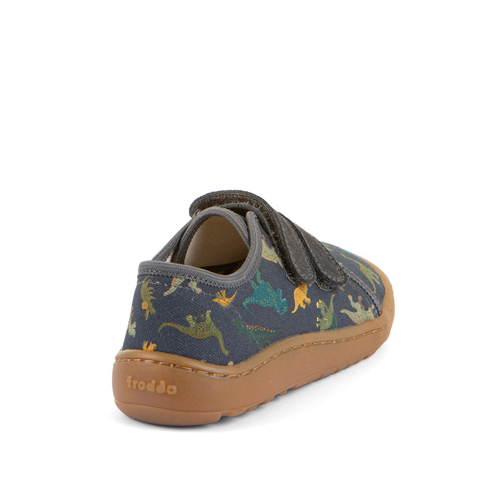 Barefoot Canvas Sneakers in Grey with Dinosaur Print