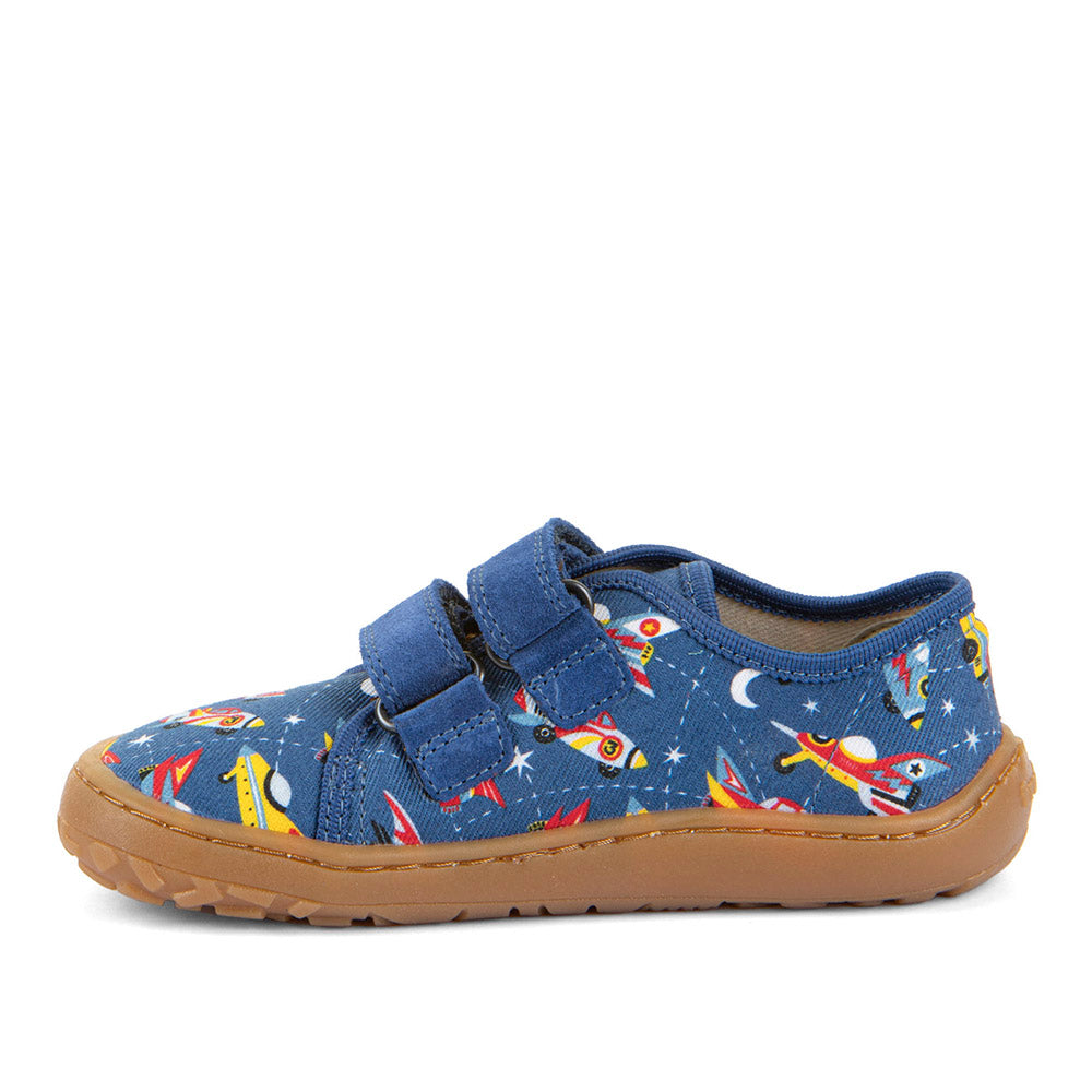 Barefoot Canvas Sneakers in Blue Electric with Airplane Print