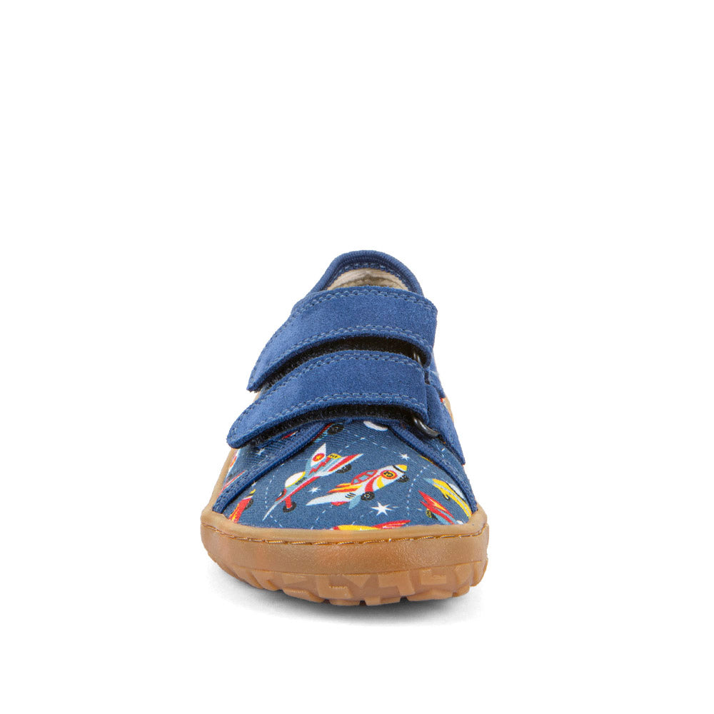Barefoot Canvas Sneakers in Blue Electric with Airplane Print