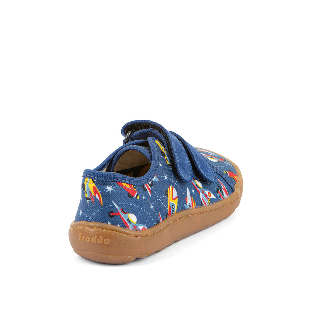 Barefoot Canvas Sneakers in Blue Electric with Airplane Print