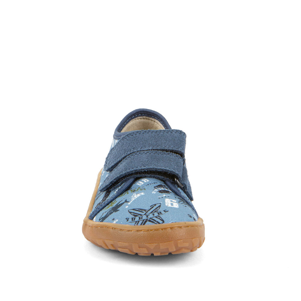 Barefoot Canvas Sneakers in Blue/ Denim with Beach Print