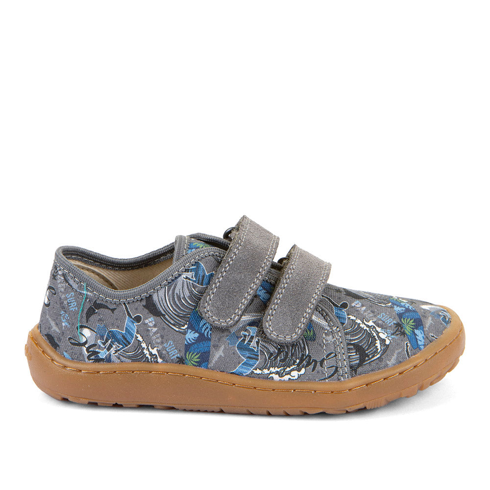 Barefoot Canvas Sneakers in Grey with Wave Print