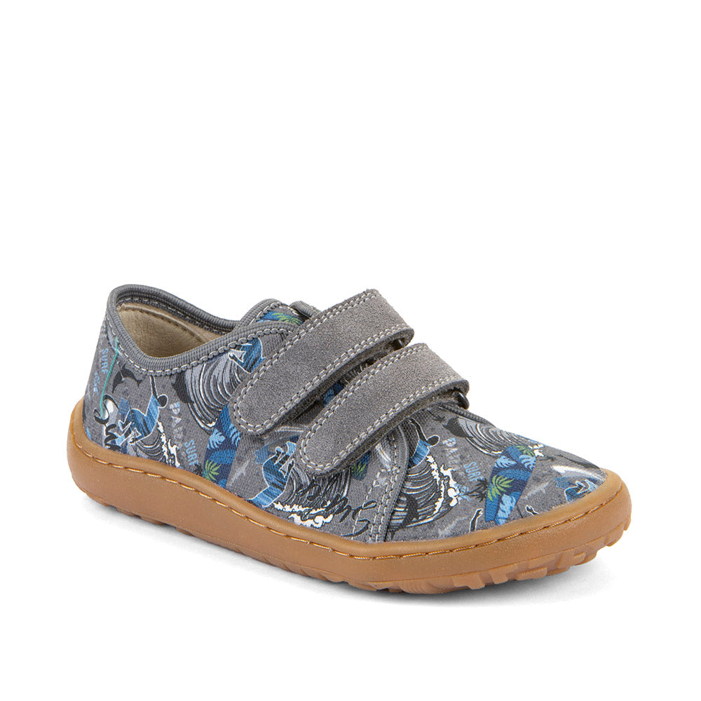 Barefoot Canvas Sneakers in Grey with Wave Print