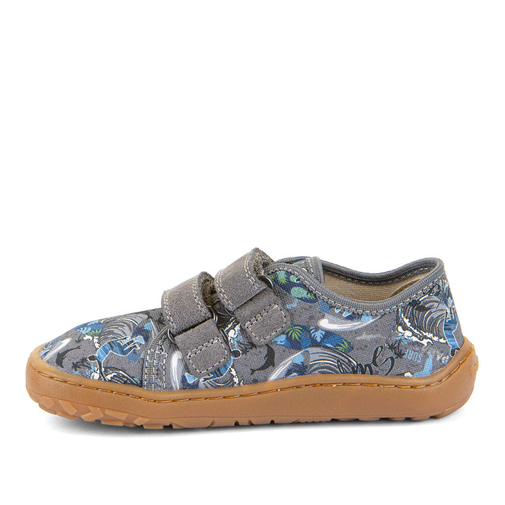 Barefoot Canvas Sneakers in Grey with Wave Print