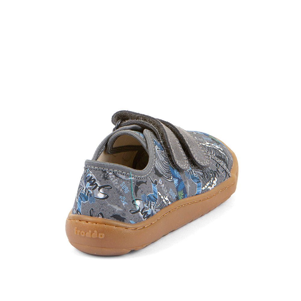 Barefoot Canvas Sneakers in Grey with Wave Print