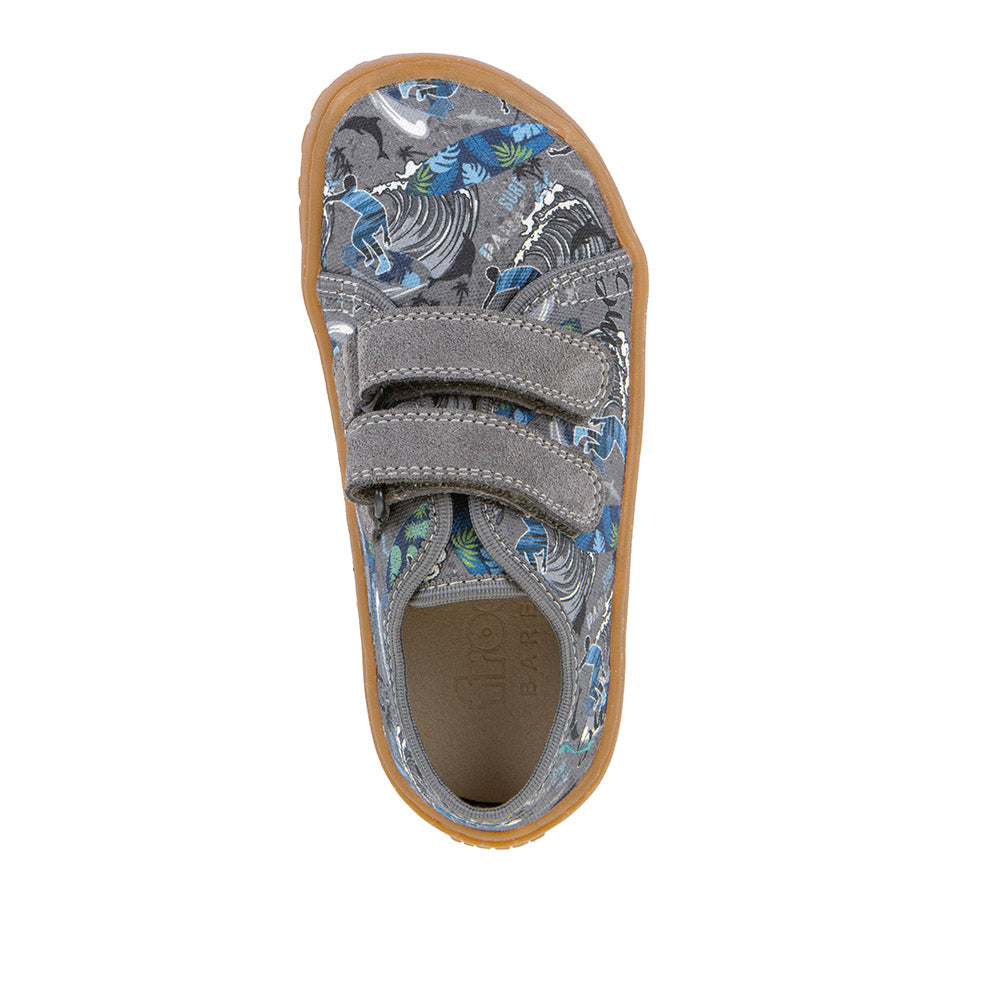 Barefoot Canvas Sneakers in Grey with Wave Print