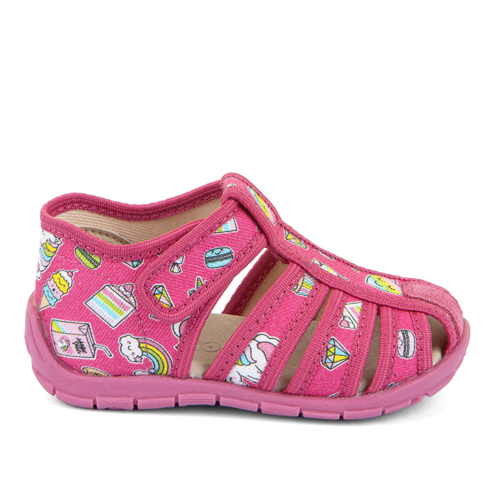 Classic Canvas Sandal -  Fuxia with Unicorn Print