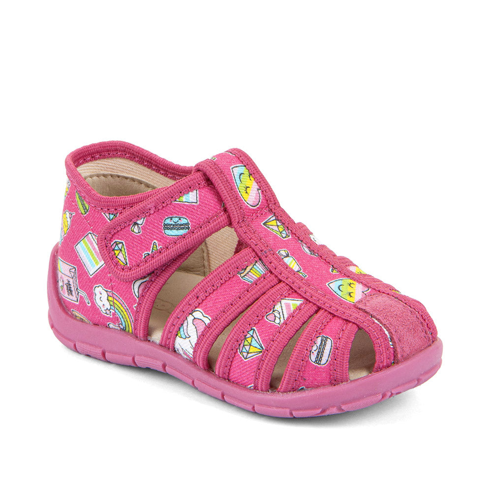 Classic Canvas Sandal -  Fuxia with Unicorn Print