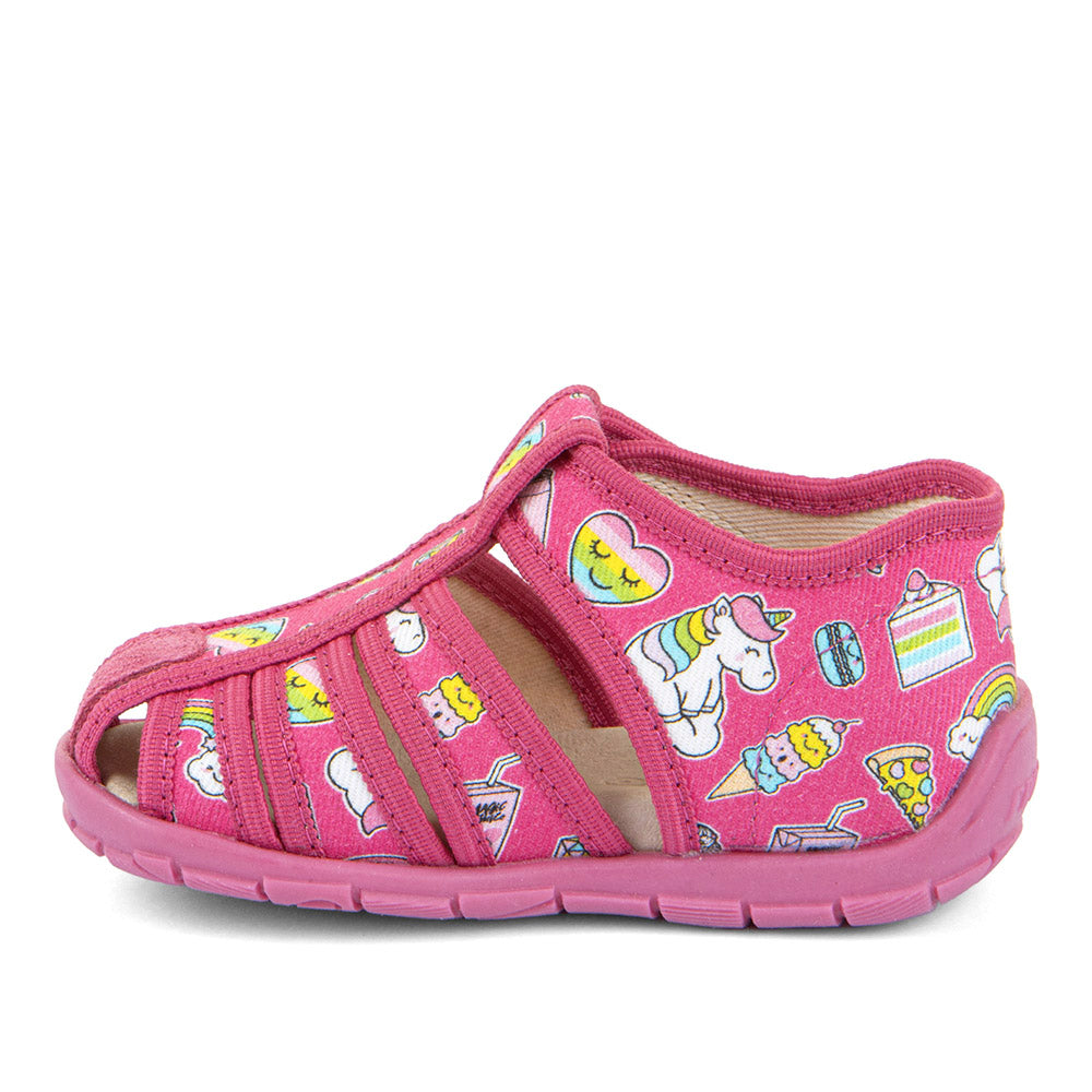 Classic Canvas Sandal -  Fuxia with Unicorn Print