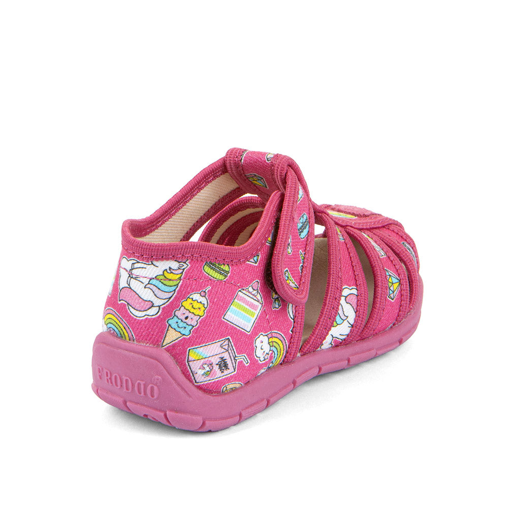 Classic Canvas Sandal -  Fuxia with Unicorn Print
