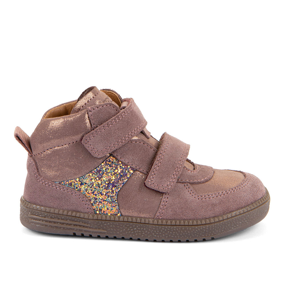 Barefoot Loop High-Top Water-Repellent Leather Shoes in Pink & Gold