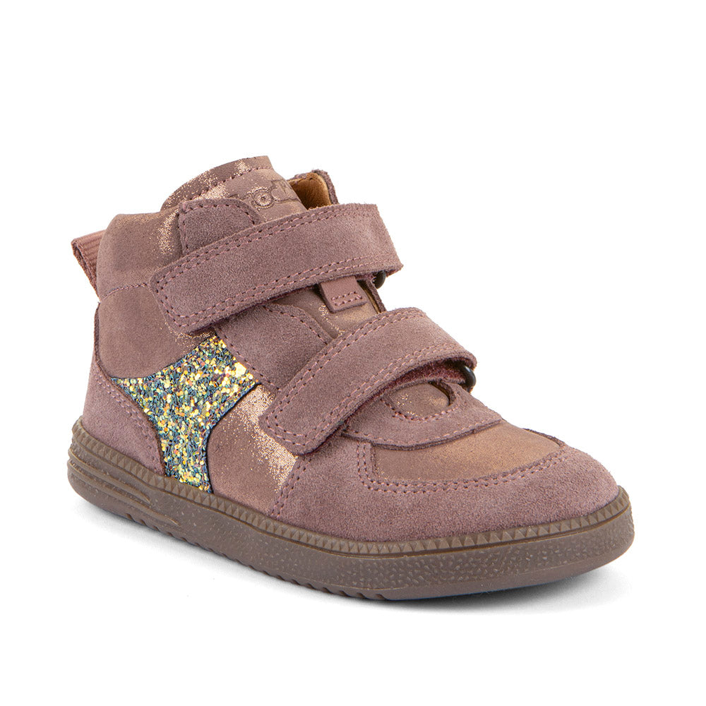 Barefoot Loop High-Top Water-Repellent Leather Shoes in Pink & Gold