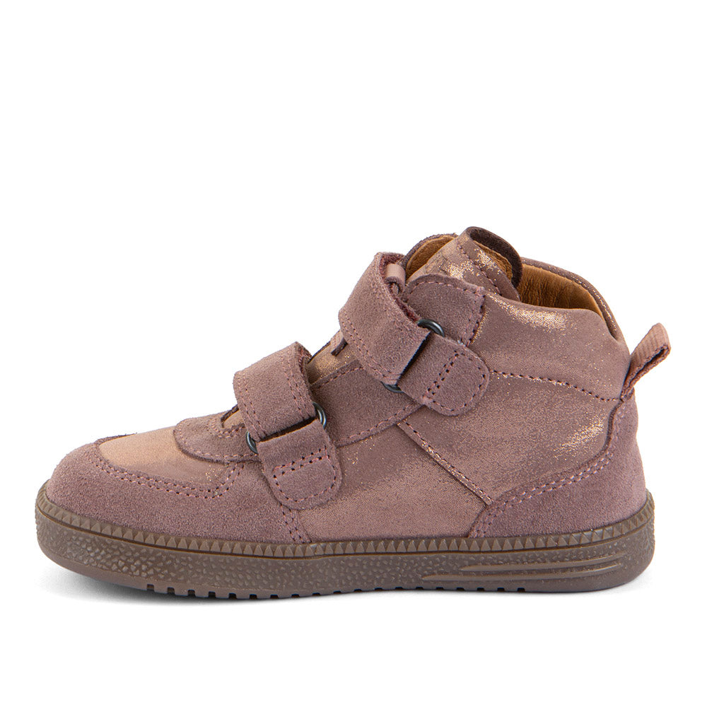 Barefoot Loop High-Top Water-Repellent Leather Shoes in Pink & Gold