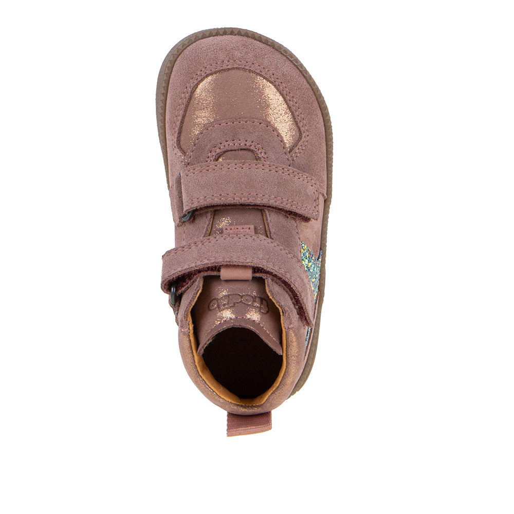 Barefoot Loop High-Top Water-Repellent Leather Shoes in Pink & Gold