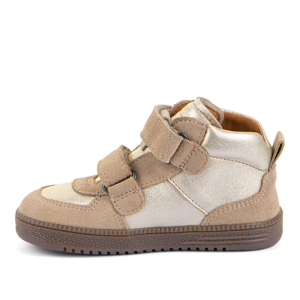 Barefoot Loop High-Top Water-Repellent Leather Shoes in Gold