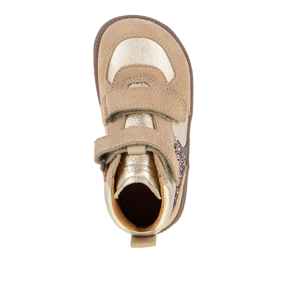 Barefoot Loop High-Top Water-Repellent Leather Shoes in Gold