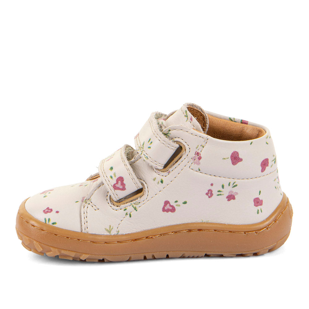 Barefoot First Step Leather Shoes in Beige with Floral Print