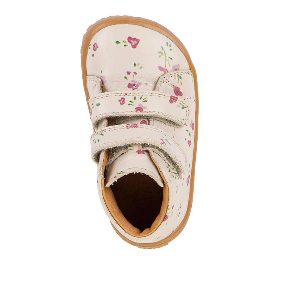 Barefoot First Step Leather Shoes in Beige with Floral Print