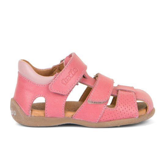 Carte Double Sandal – Peach with Pink Heel Mustache