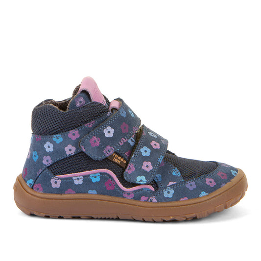 Barefoot Autumn TEX Waterproof Shoes – Leather & Mesh in Denim+ Flowers