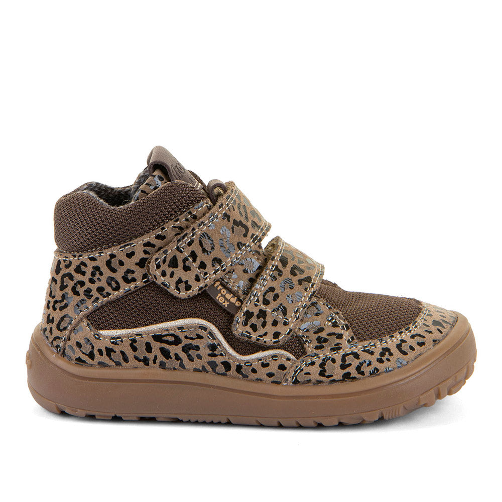 Barefoot Autumn TEX Waterproof Shoes – Leather & Mesh in Beige Animal Print