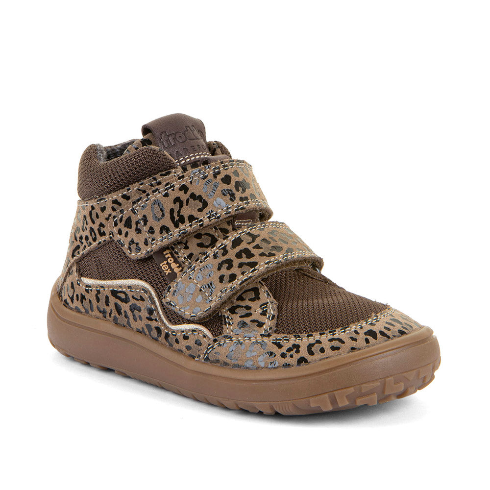 Barefoot Autumn TEX Waterproof Shoes – Leather & Mesh in Beige Animal Print