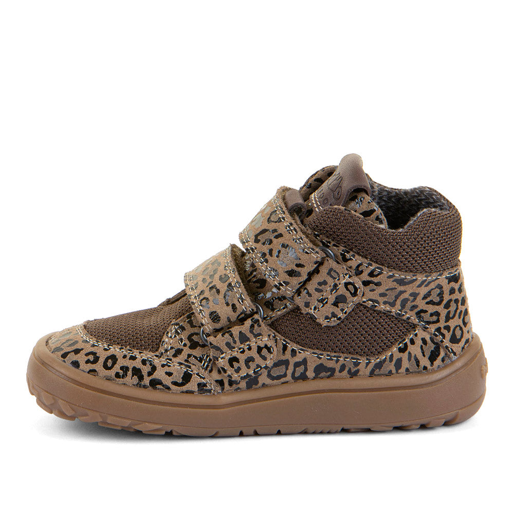 Barefoot Autumn TEX Waterproof Shoes – Leather & Mesh in Beige Animal Print