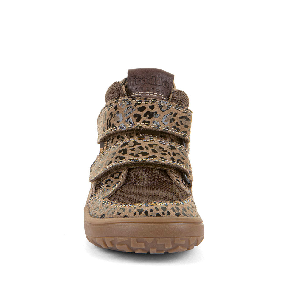 Barefoot Autumn TEX Waterproof Shoes – Leather & Mesh in Beige Animal Print