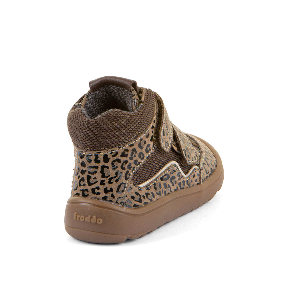 Barefoot Autumn TEX Waterproof Shoes – Leather & Mesh in Beige Animal Print