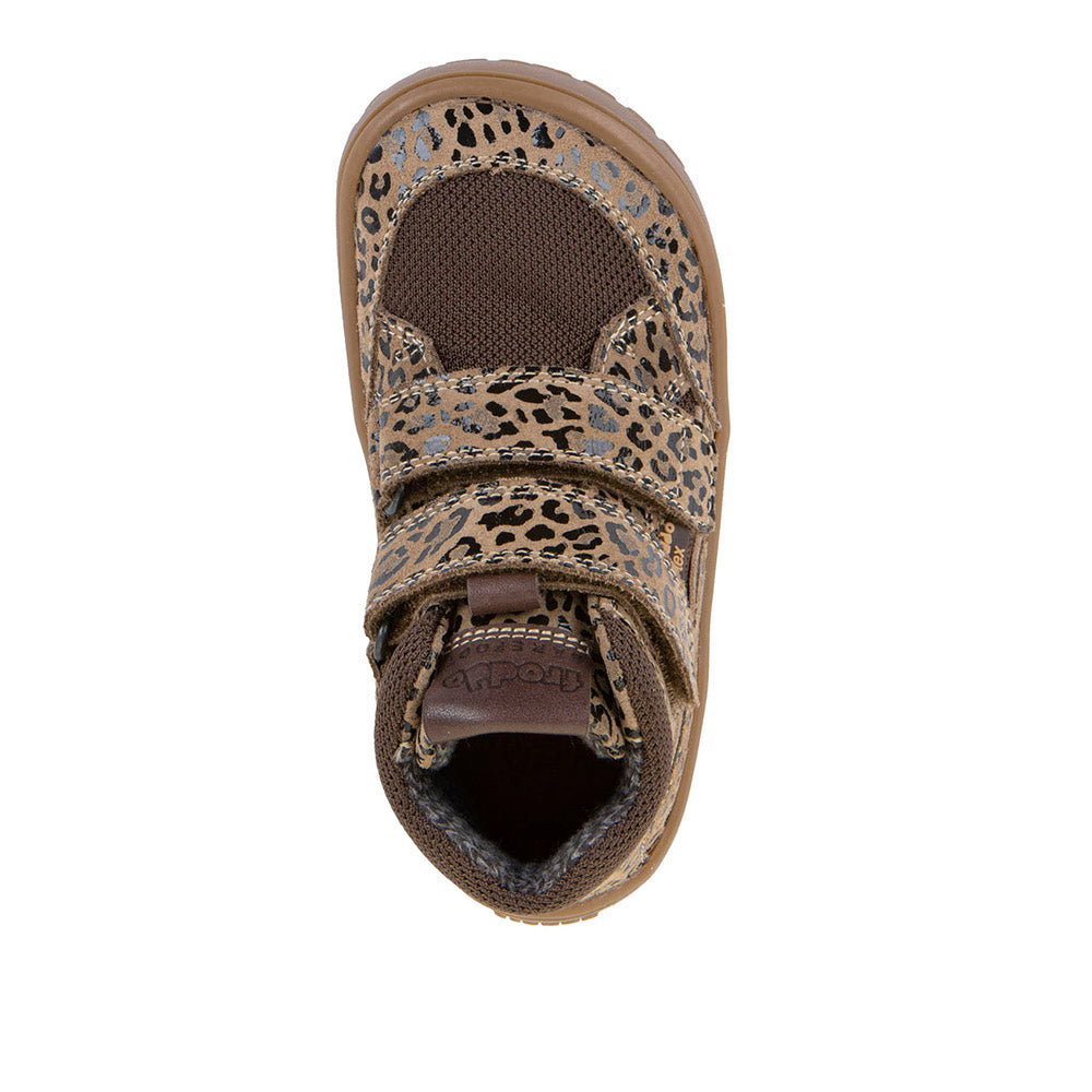 Barefoot Autumn TEX Waterproof Shoes – Leather & Mesh in Beige Animal Print