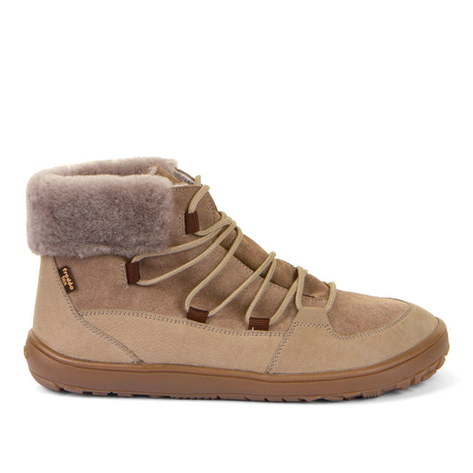 Barefoot Up Furry W – Waterproof Wool-Lined Ankle Boot in Taupe