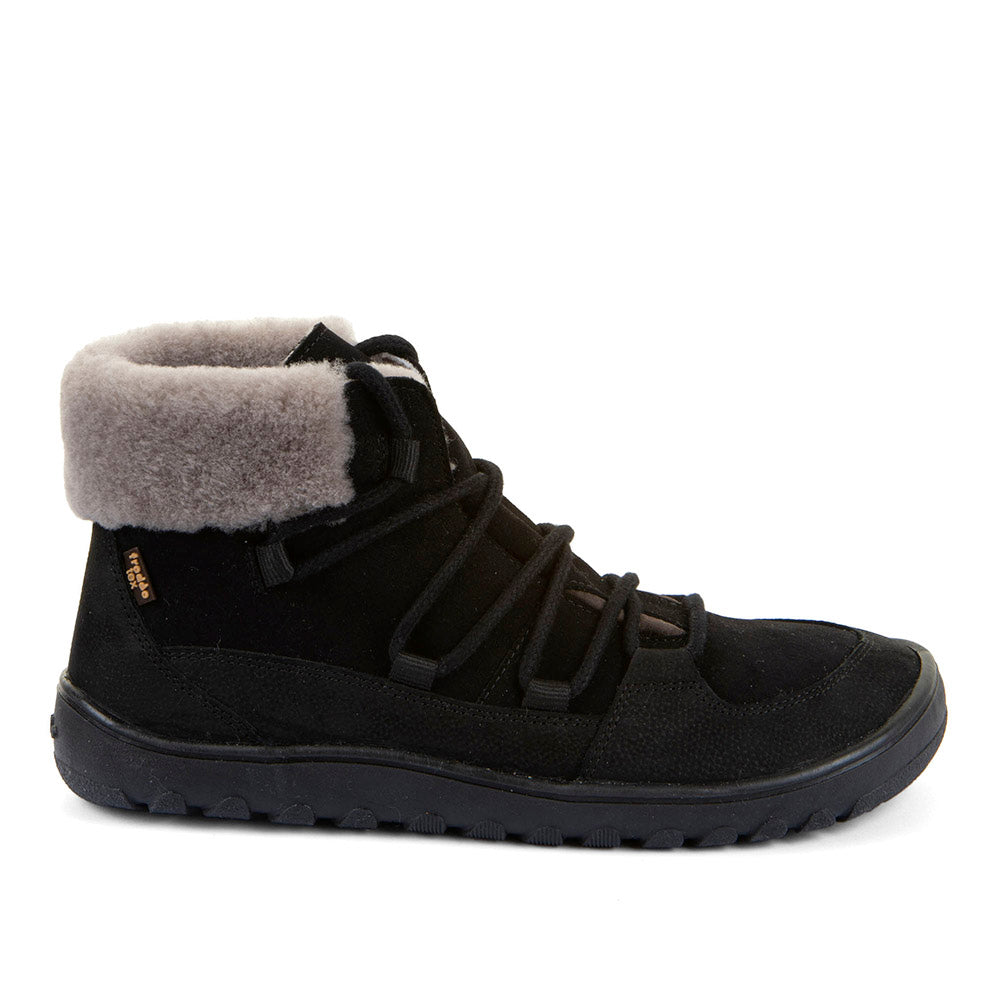 Barefoot Up Furry W – Waterproof Wool-Lined Ankle Boot in Black (FW2026)