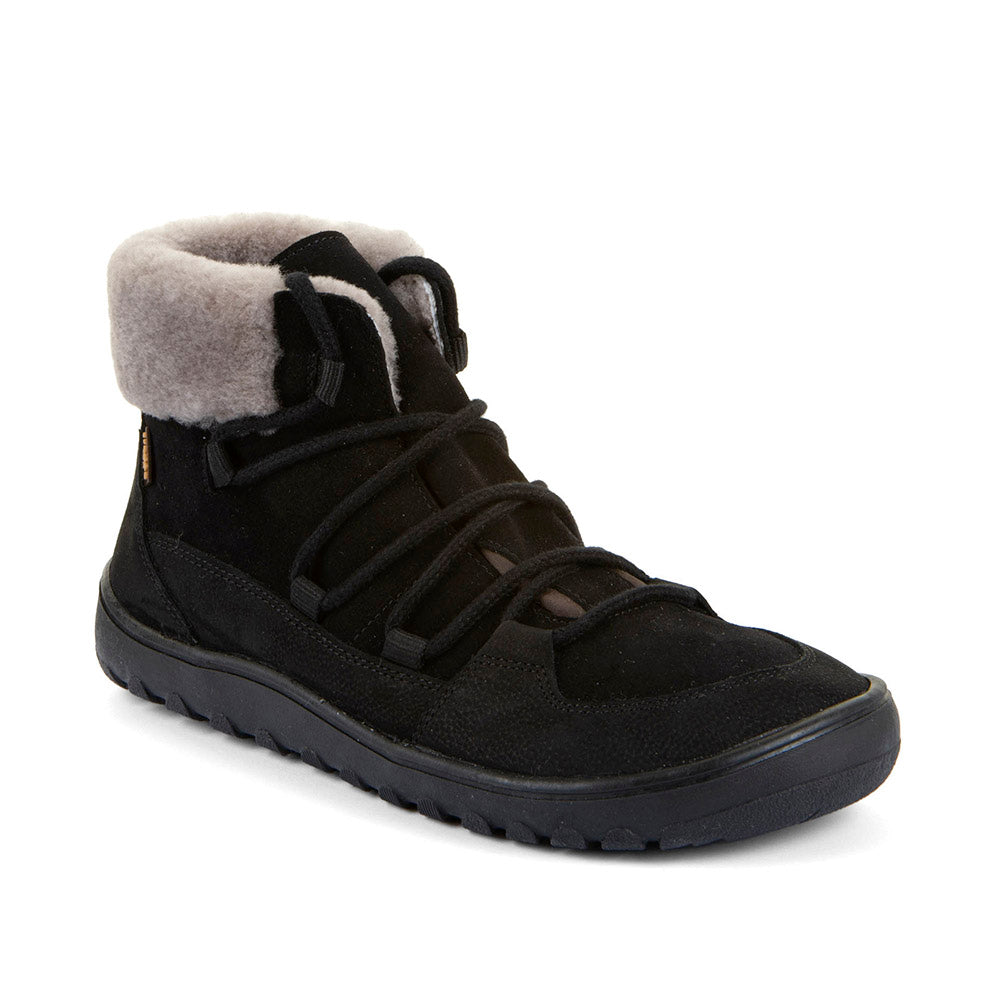 Barefoot Up Furry W – Waterproof Wool-Lined Ankle Boot in Black (FW2026)