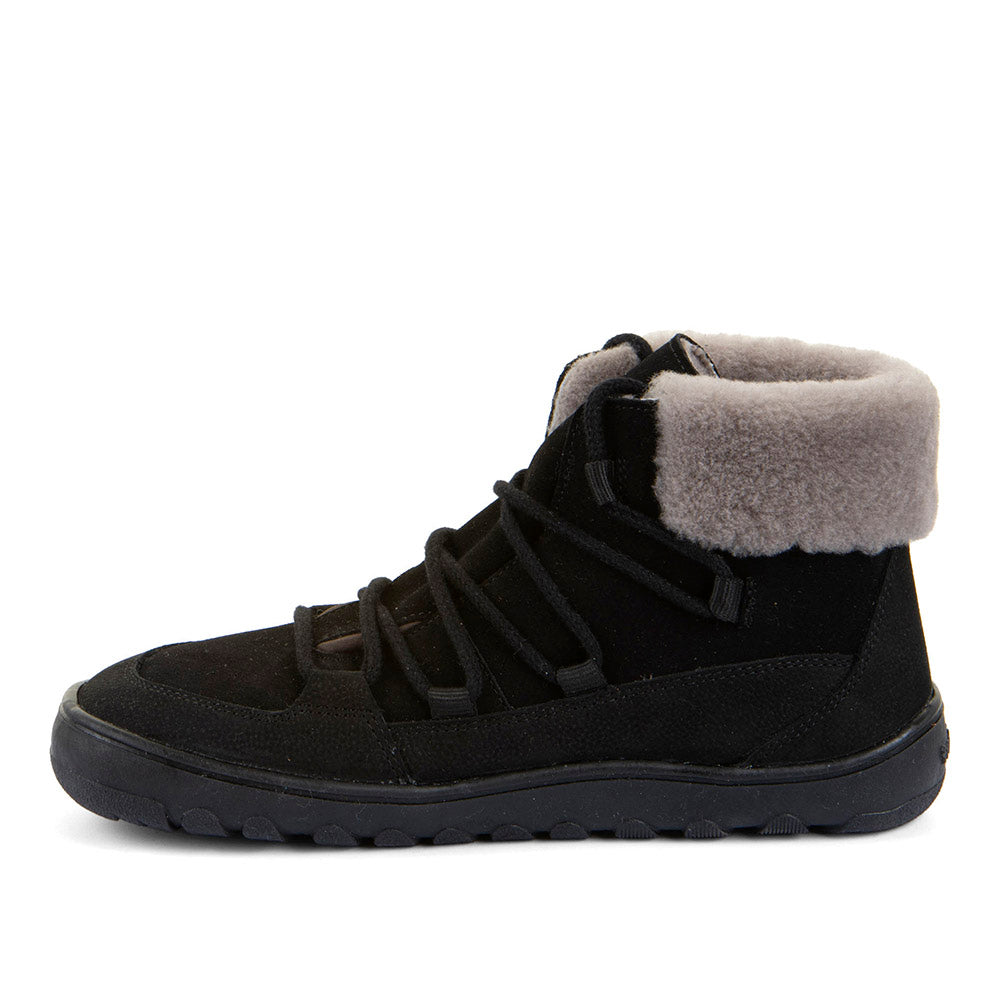 Barefoot Up Furry W – Waterproof Wool-Lined Ankle Boot in Black (FW2026)