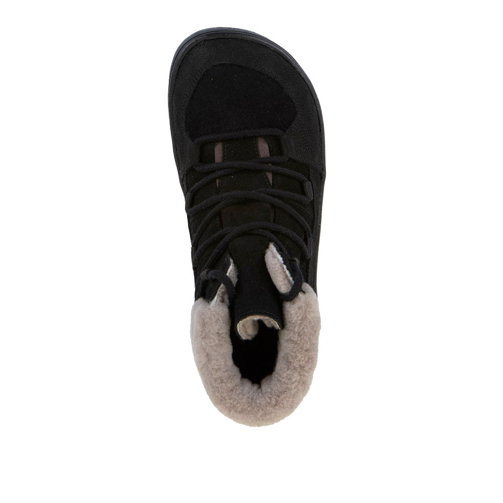 Barefoot Up Furry W – Waterproof Wool-Lined Ankle Boot in Black (FW2026)