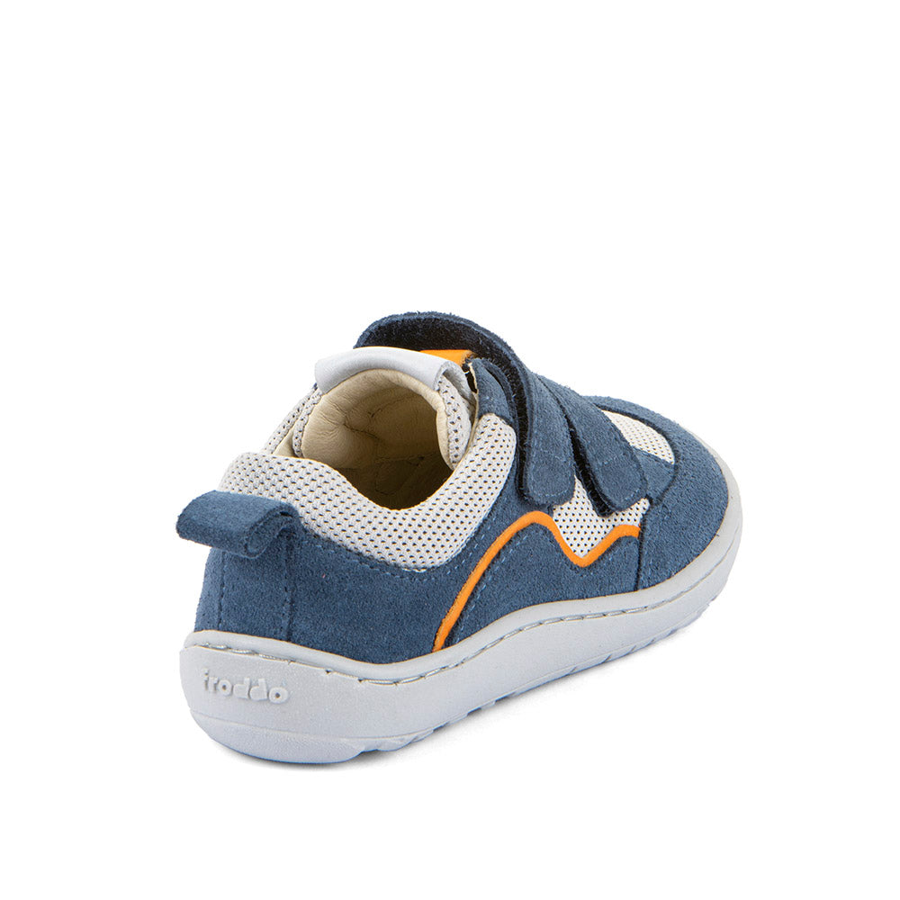 Barefoot Baze Water-Repellent Leather & Mesh Sneakers in White&Denim