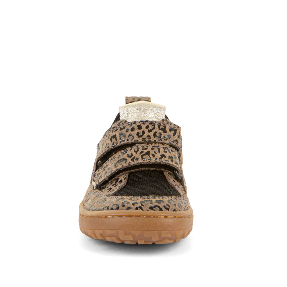 Barefoot Baze Water-Repellent Leather & Mesh Sneakers in Beige with Animal Print