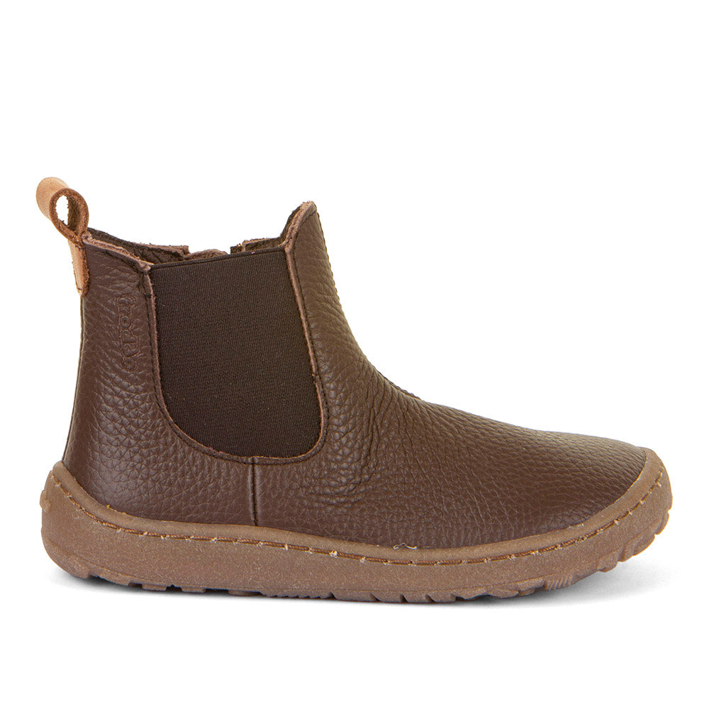 Barefoot Chelys Boots – Leather Chelsea Boots with Fleece Lining in Dark Brown