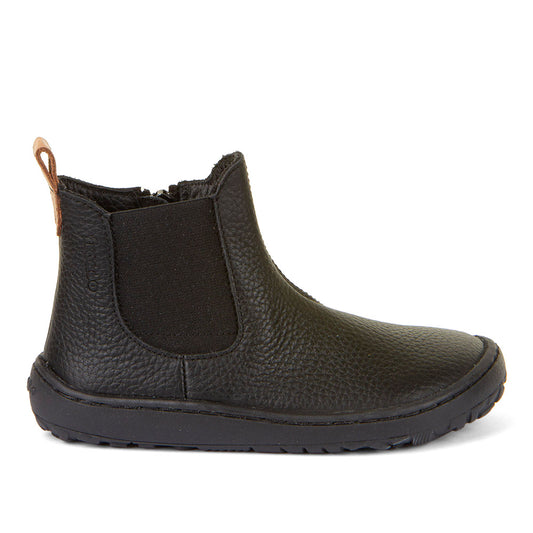 Barefoot Chelys Boots – Leather Chelsea Boots with Fleece Lining in Black