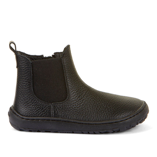 Barefoot Chelys Boots – Leather Chelsea Boots with Fleece Lining in Black