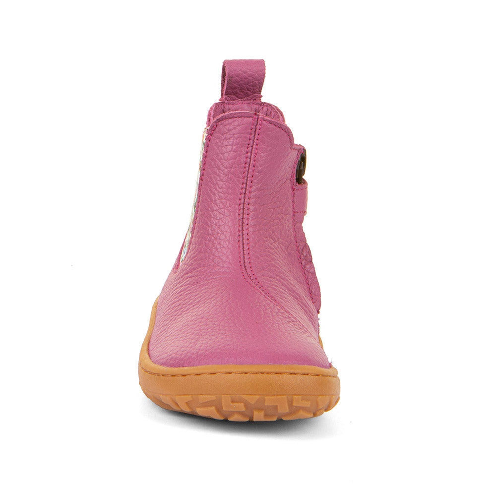 Kids' Barefoot Chelys Boots – Leather Chelsea Boots with Fleece Lining in Fuxia
