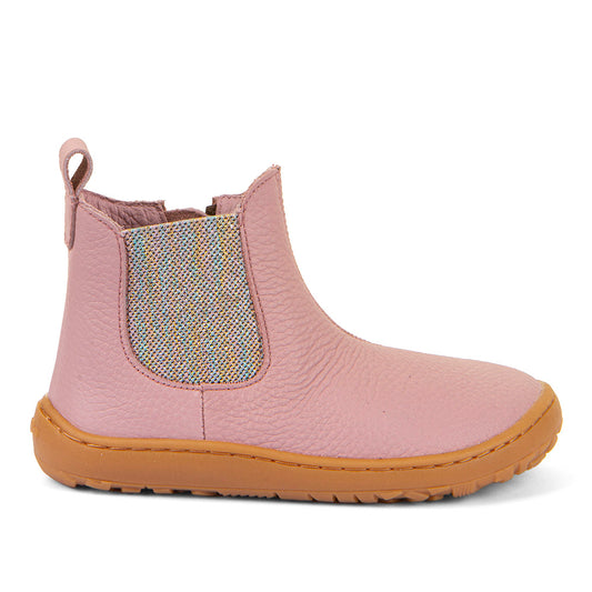 Kids' Barefoot Chelys Boots – Leather Chelsea Boots with Fleece Lining in Pink