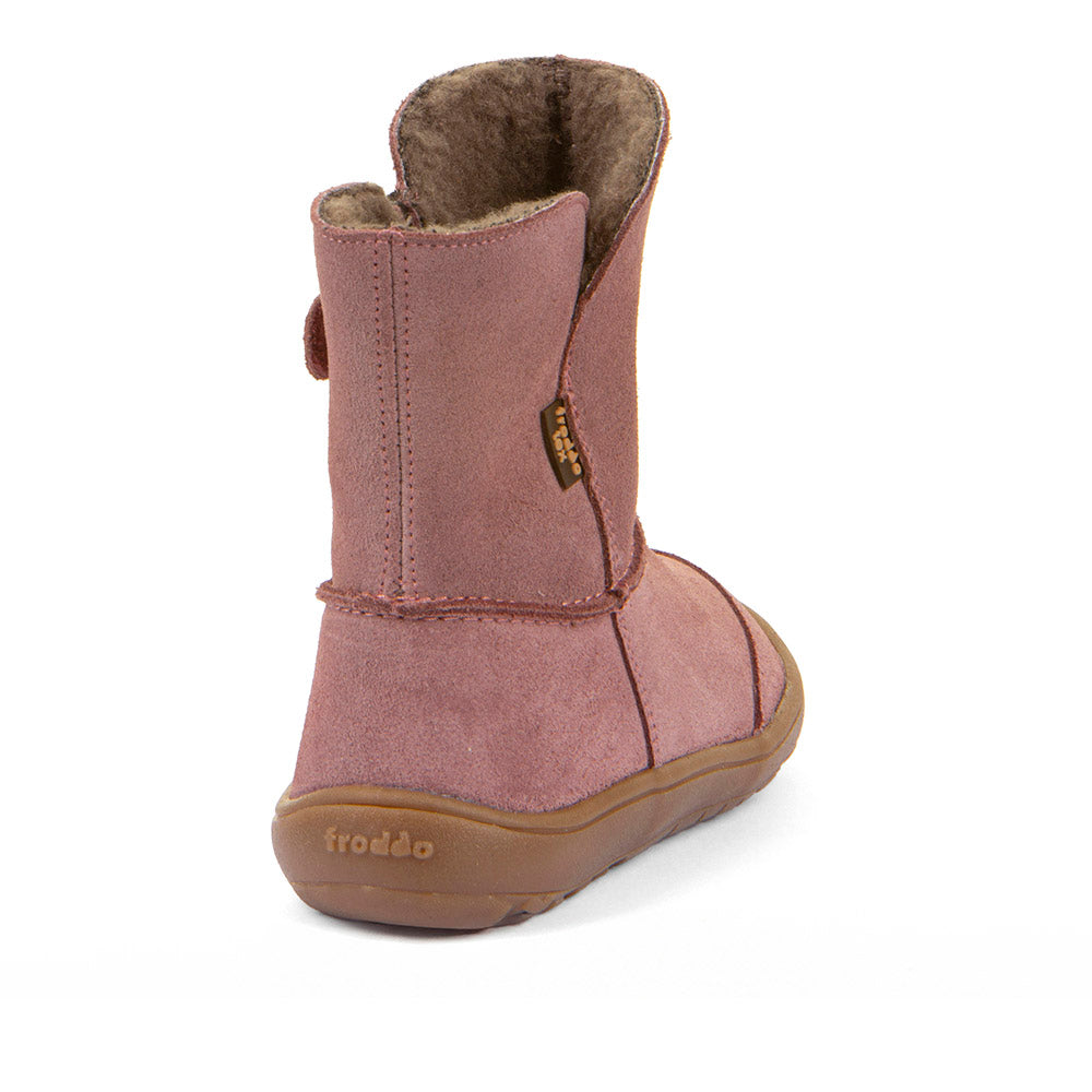 Barefoot Winter Boots – Suede with TEX Waterproofing in Dark Pink