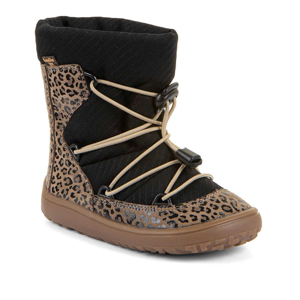 Barefoot TEX Track Wool Boots in Beige+ with Animal Print