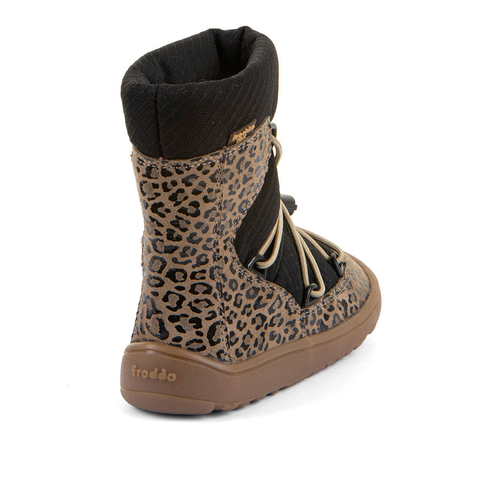 Barefoot TEX Track Wool Boots in Beige+ with Animal Print